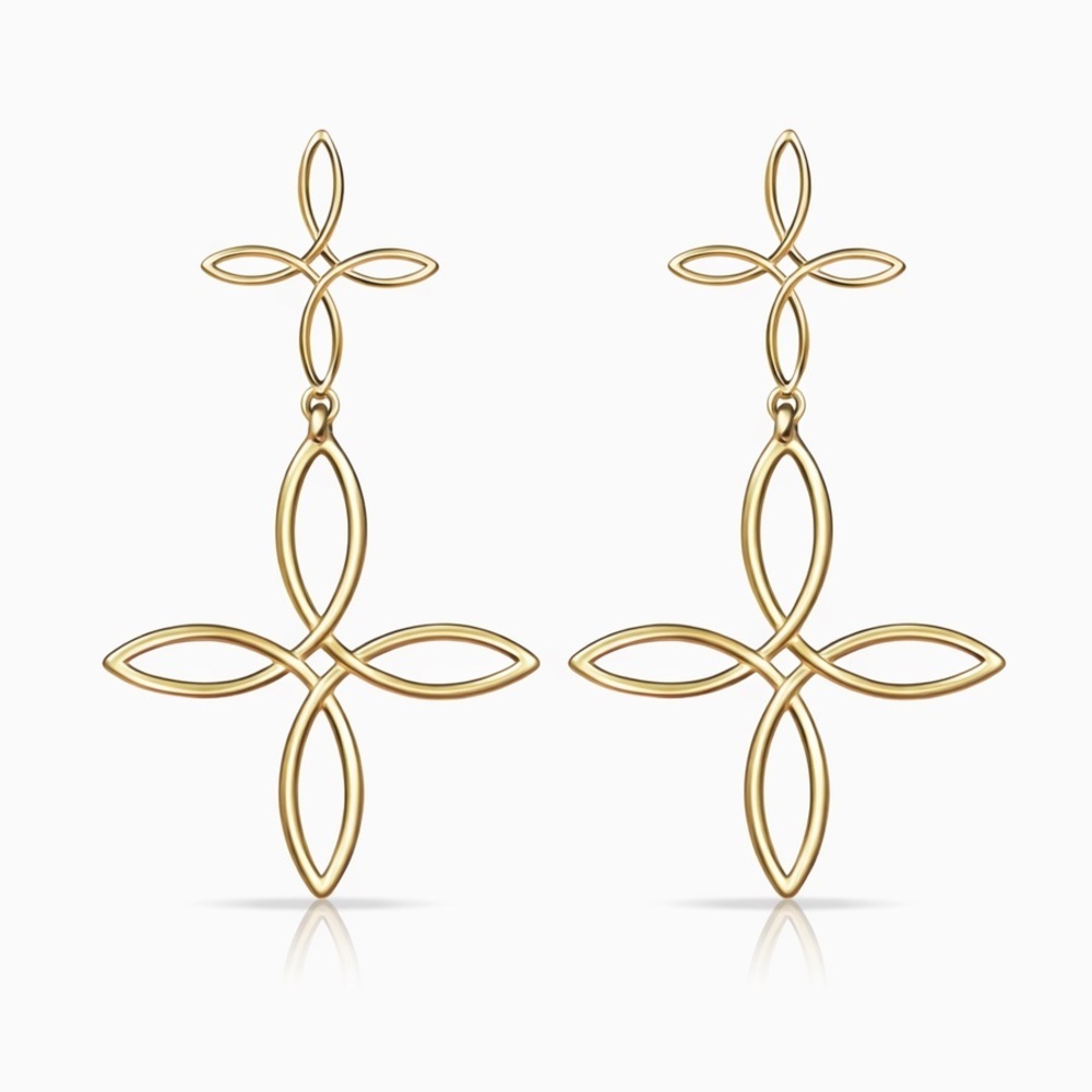 Gold Cross Statement Earrings